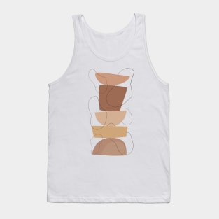 Boho Abstract Shape Tower Warm Toned  minimalist Print Tank Top